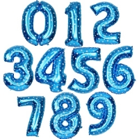 Шар фольгированный Цифра Голубой с рисунком